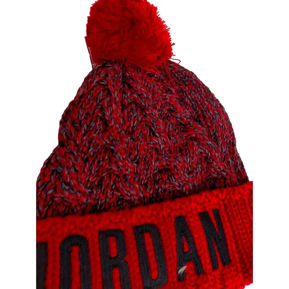 Jordan Knit Pom Red Beanie Cap Hat Youth One Size New